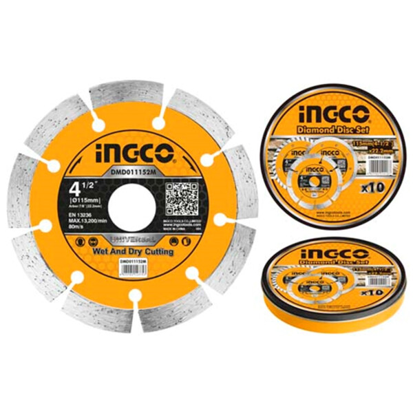 DISCO DIAMANTADO 4 1/2´´ EN LATA X 10PCS SEGMENTADO INGCO DMD011152M DISCO DIAMANTADO 4 1/2´´ EN LATA X 10PCS SEGMENTADO INGCO DMD011152M