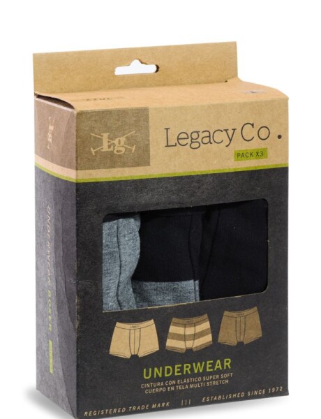 BOXER COMBINADO PACK x 3 Negro