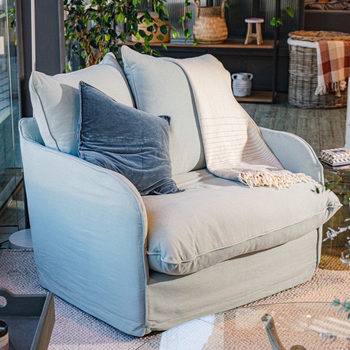 Sofá Aloe, 1 cuerpo, verde agua 