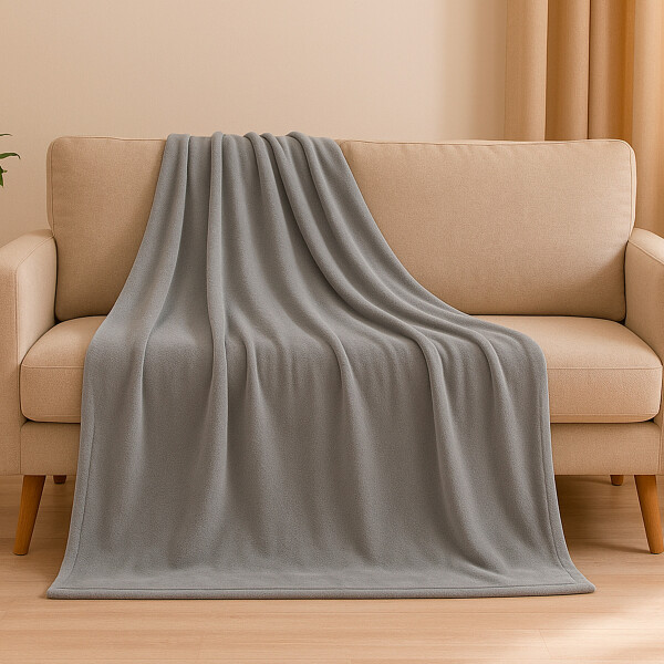 Manta Polar 1 Plaza 180x130Cm Polyester Suave Compacta Color Gris Claro