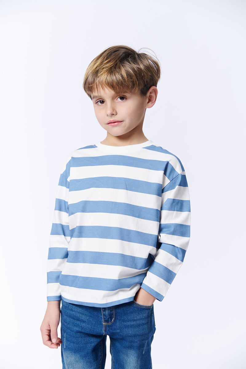 REMERA Manga larga ESTAMPA Rayas Azul Y Blanco
