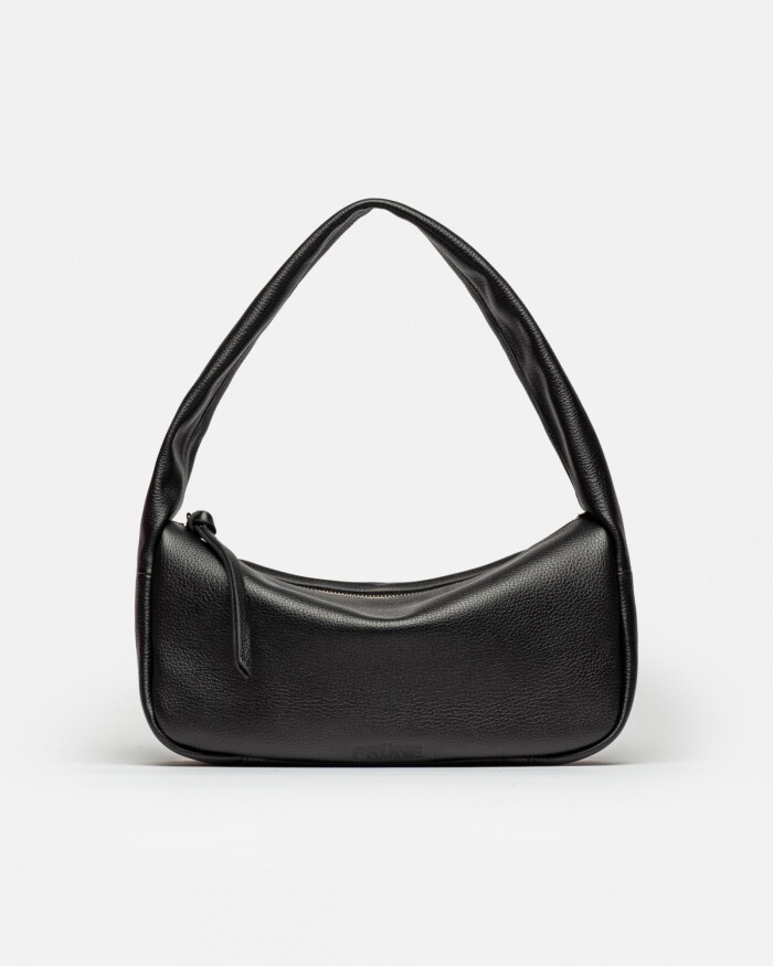 Cartera al hombro Nicky en cuero graneado Negro