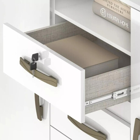 Cómoda cajonera 4 cajones 2 puertas - Con llave BLANCO