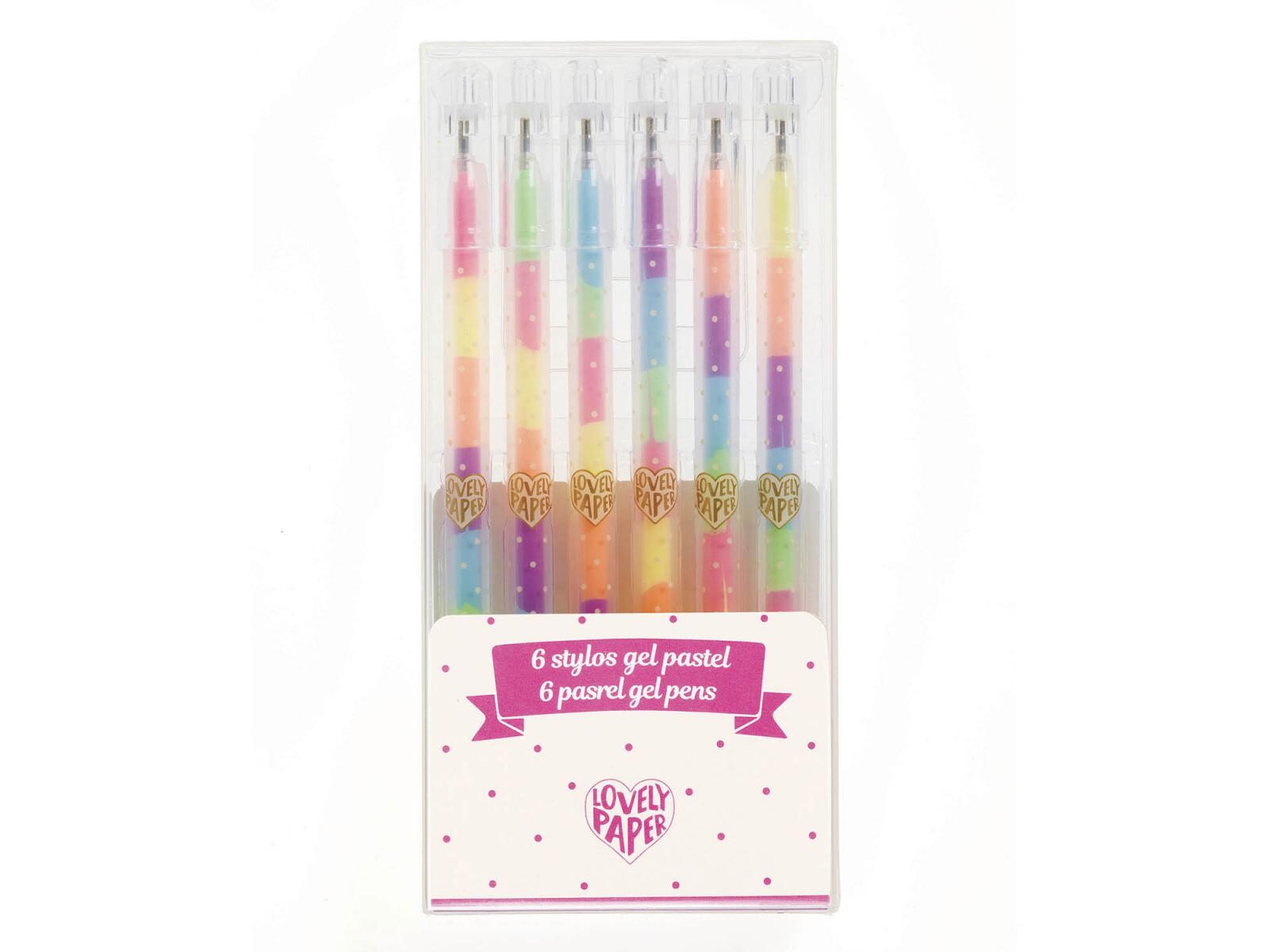 Set x6 lapiceras de gel Arcoiris colores Pastel 
