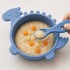 Set silicona plato y cuchara P&F celeste dino