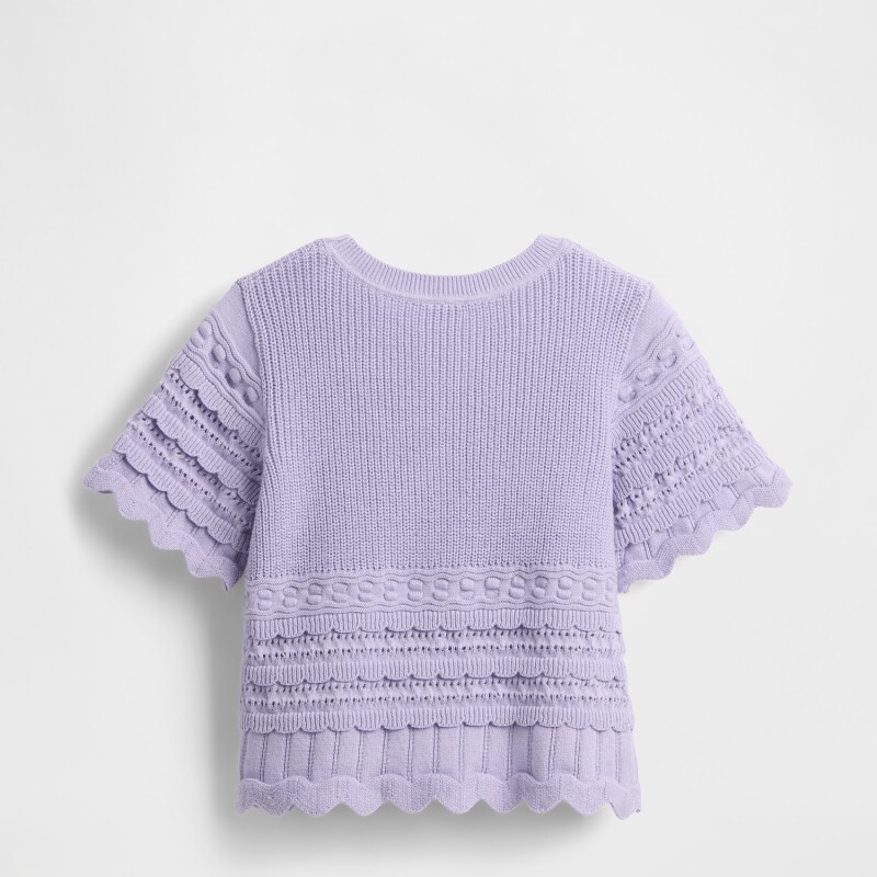 COTTON SS MIXED STITCH SWEATER ORCHID 207