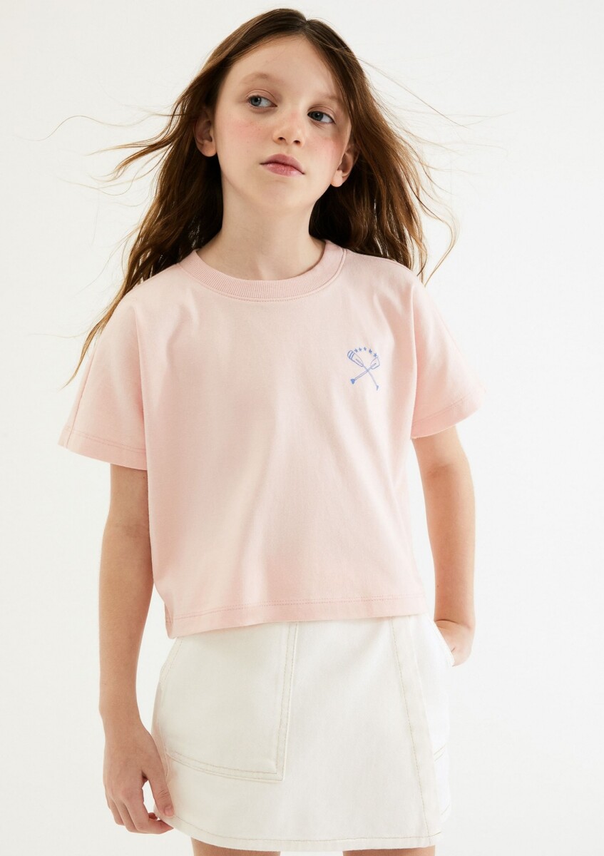 CAMISETA INFANTIL MANGA CORTA CON ESTAMPAS - ROSADO 