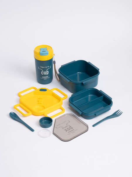 Set lunchera con vaso Amarillo Y Azul