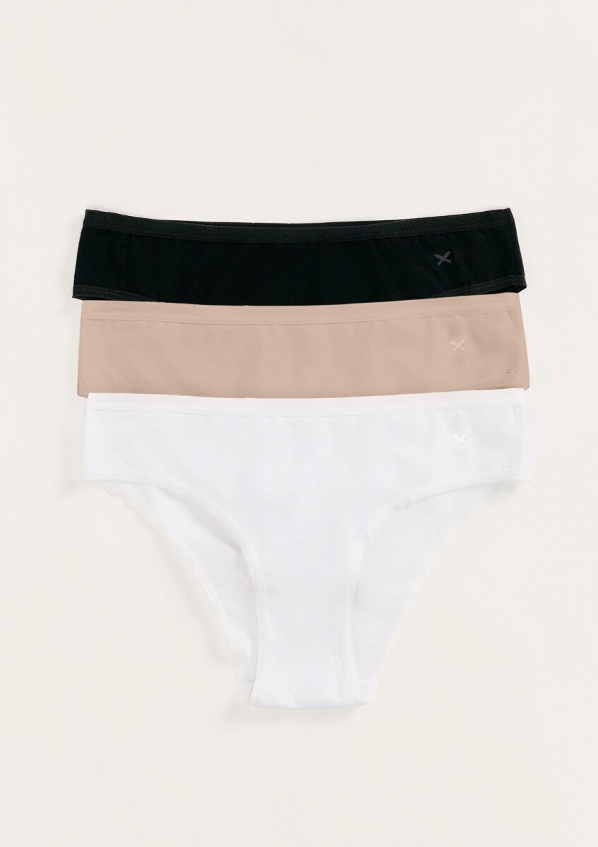 CONJUNTO DE 3 BOMBACHAS DE BIKINI DE PUNTO - MULTICOLOR 
