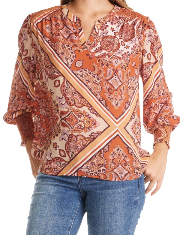 Blusa Gasa Arabescos MULTI/TERRACOTA