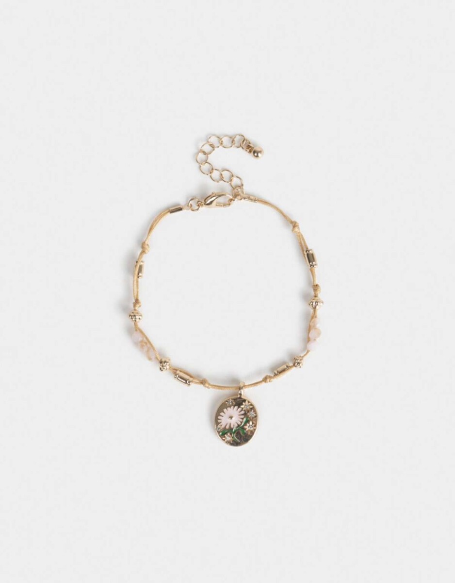 Pulseras Flexibles Con flores - Dorado 
