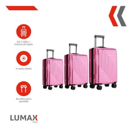 Set de 3 Valijas de Mano Rígidas Rosa