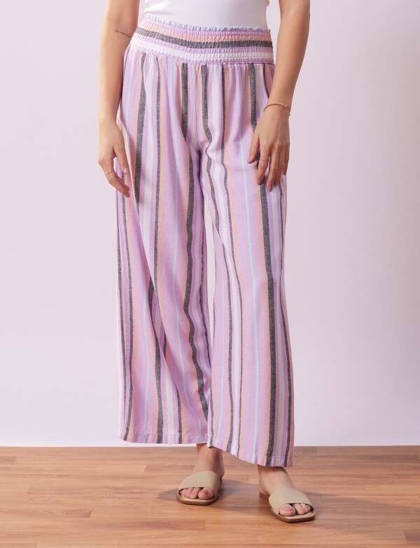 Pantalon Lino Wide Leg LAVANDA/MULTI