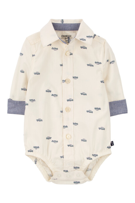 Body de algodón, tipo camisa, diseño camionetas Sin color