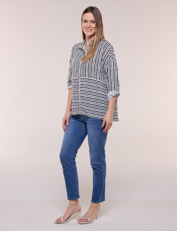 Camisa Lineas BLANCO/NEGRO