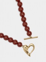 Collar Corto Con Cuentas Efecto Piedra marron