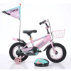 Bicicleta rodado 16 con rueditas, canasto, casco y banderita Rosa