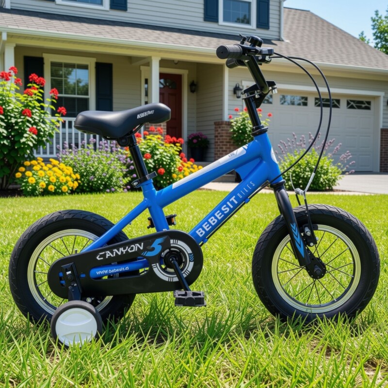 Bicicleta Infantil Bebesit Canyon Rodado 12 Con Rueditas, Cubre Cadena Y V-Brake Azul