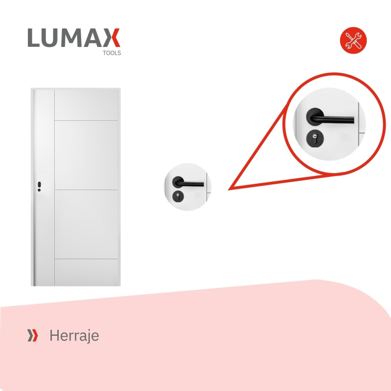 Puerta Desarmada Interior en MDF con Marco y Cerradura Lumax Marrón Claro Diseño Ankara Herraje Plateado