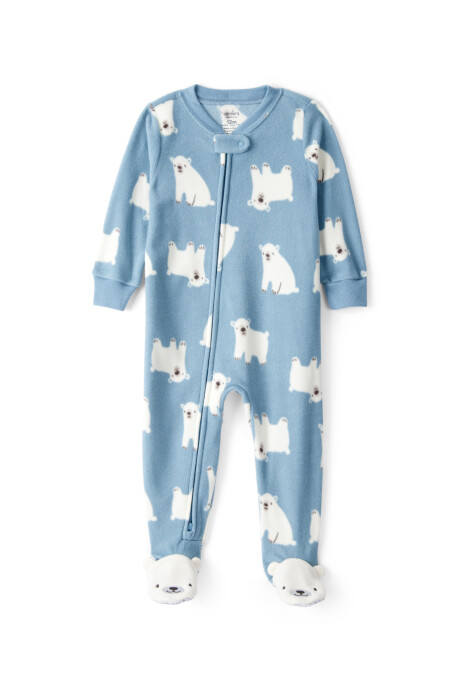 Pijama una pieza de micropolar, con pie, diseño osos polares Pijama una pieza de micropolar, con pie, diseño osos polares