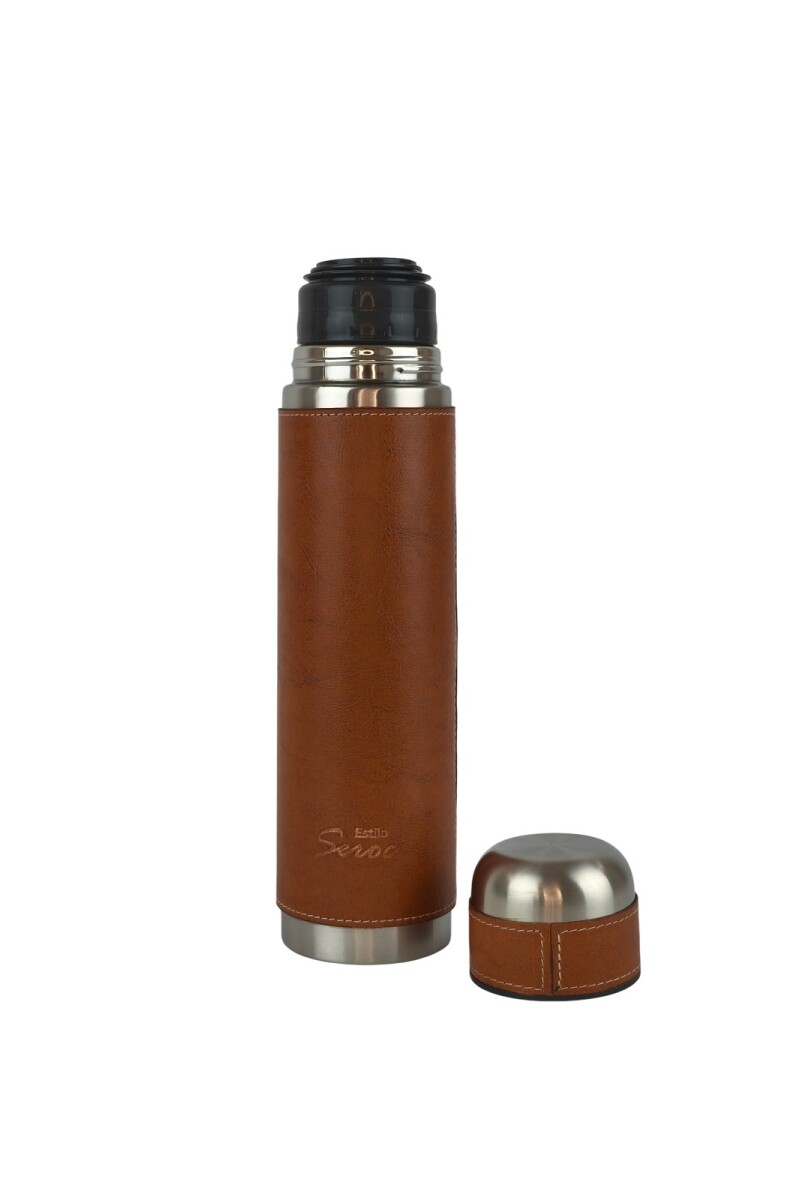 Termo de acero forrado Marron