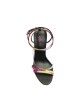 Sandalia De Tiras Taco Alto Fino Multicolor Negro U