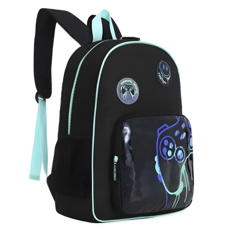Mochila Trendy Escolar con porta botellas y llavero Negro