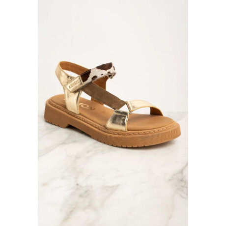 Sandalia Combinada Cuero Camel