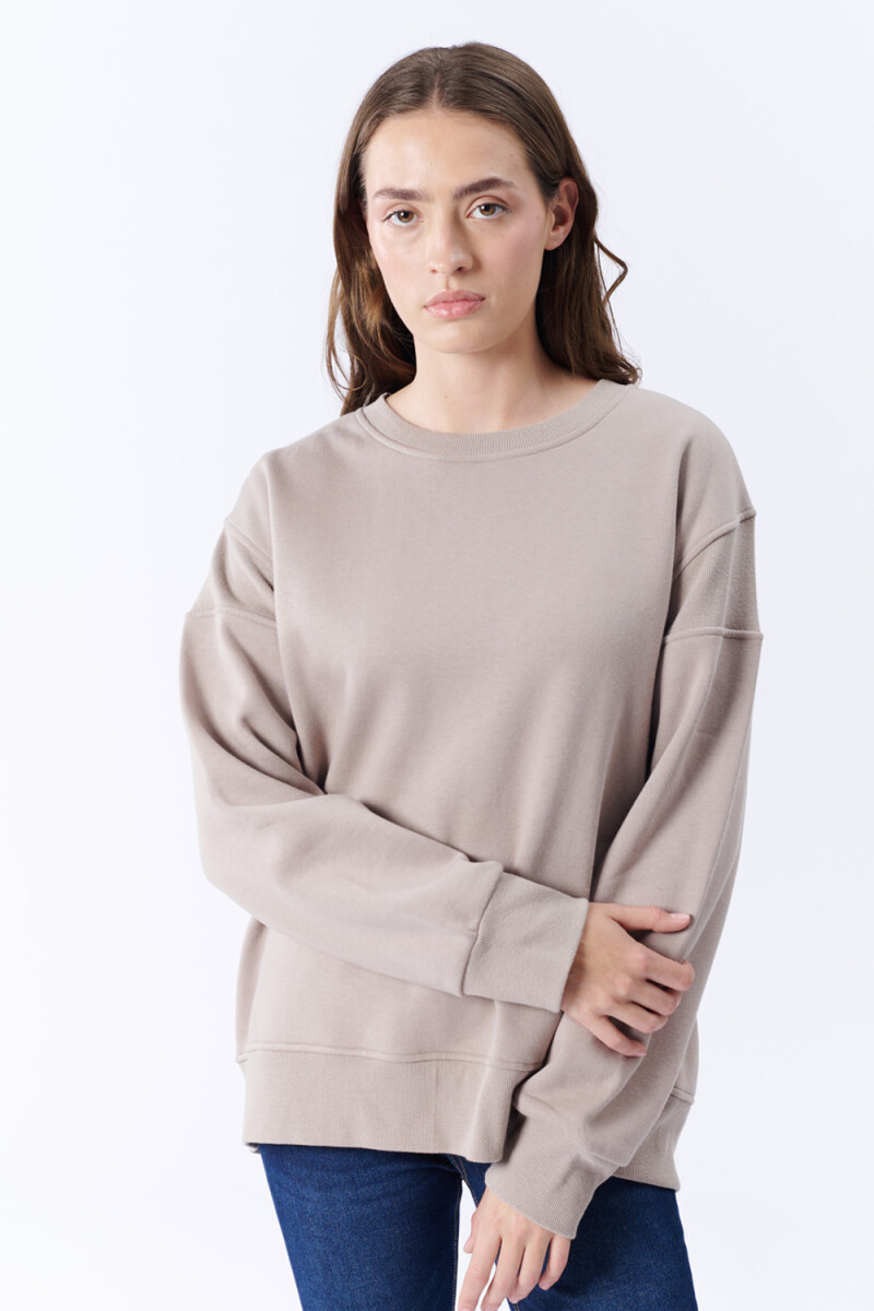 Buzo oversize cierre - Beige Grisáceo 