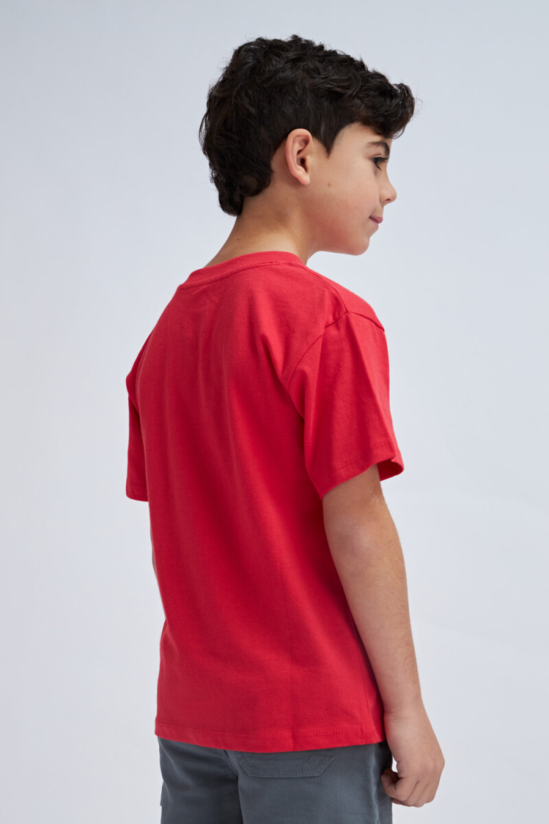 Remera manga corta con bolsillo Rojo