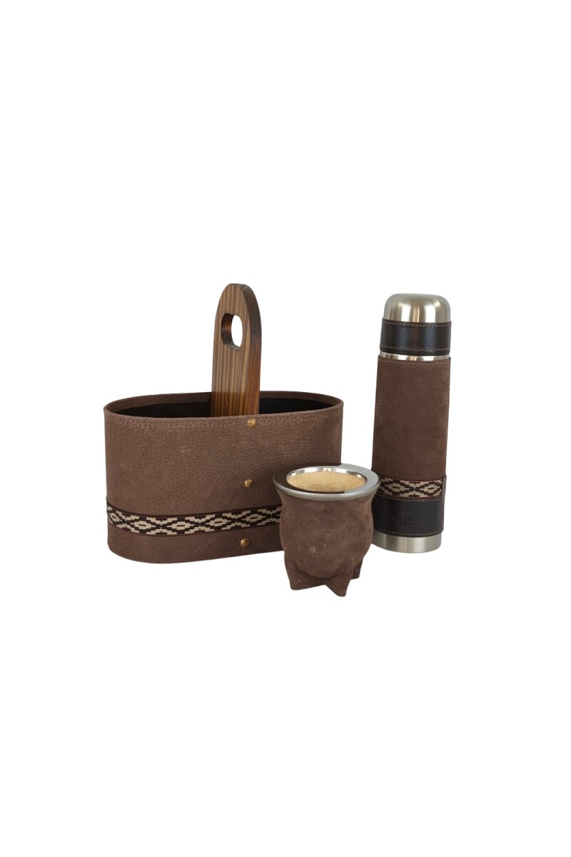 Set matero para auto en cuero Marron