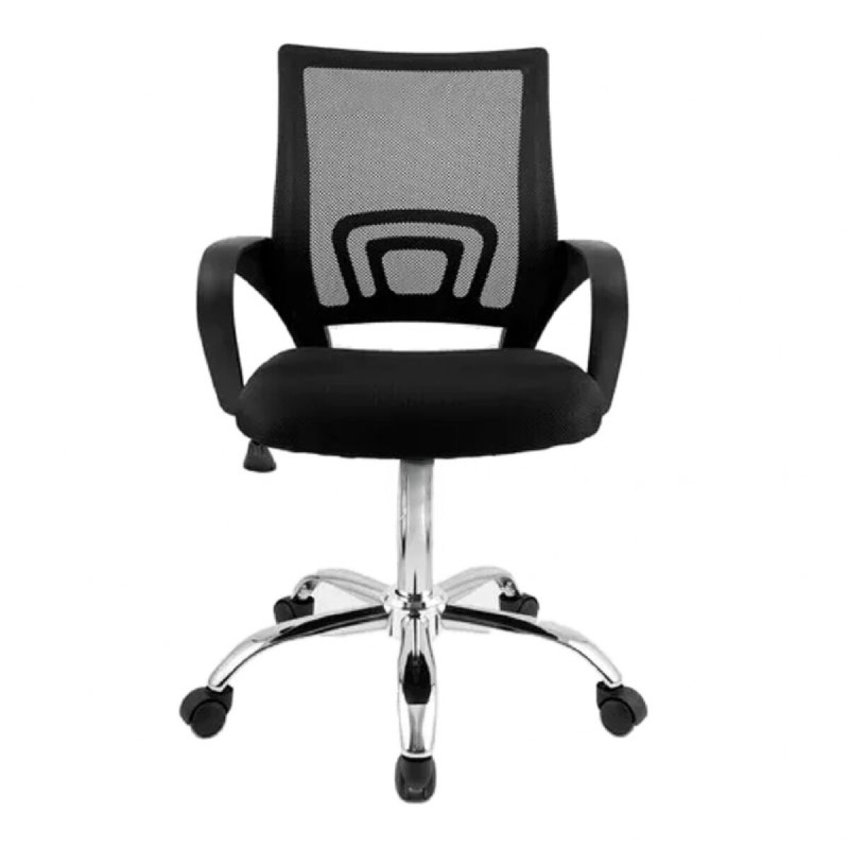 Silla De Escritorio Mallada Con Soporte Lumbar Negra 