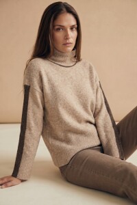 Polera Combinada Beige Melange