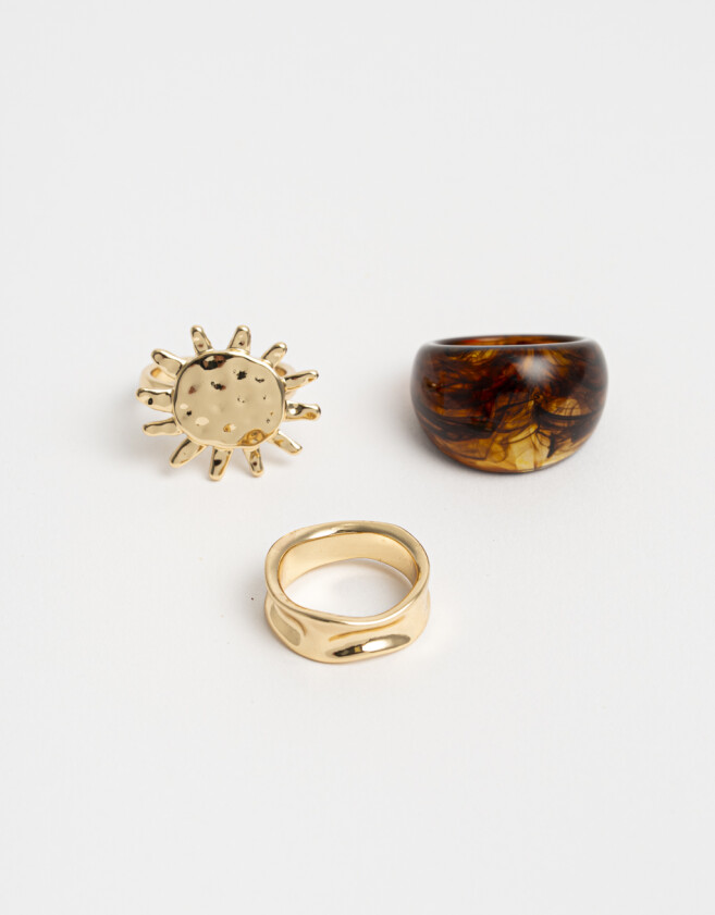 Sets Anillos Soles Anillos Set X3 De Soles - Dorado