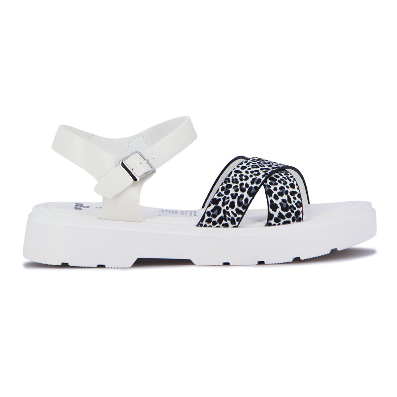 Angus Sandalia Niña Dos Tiras Cruzadas C/ Pulsera Y Hebilla - Blanco Blanco
