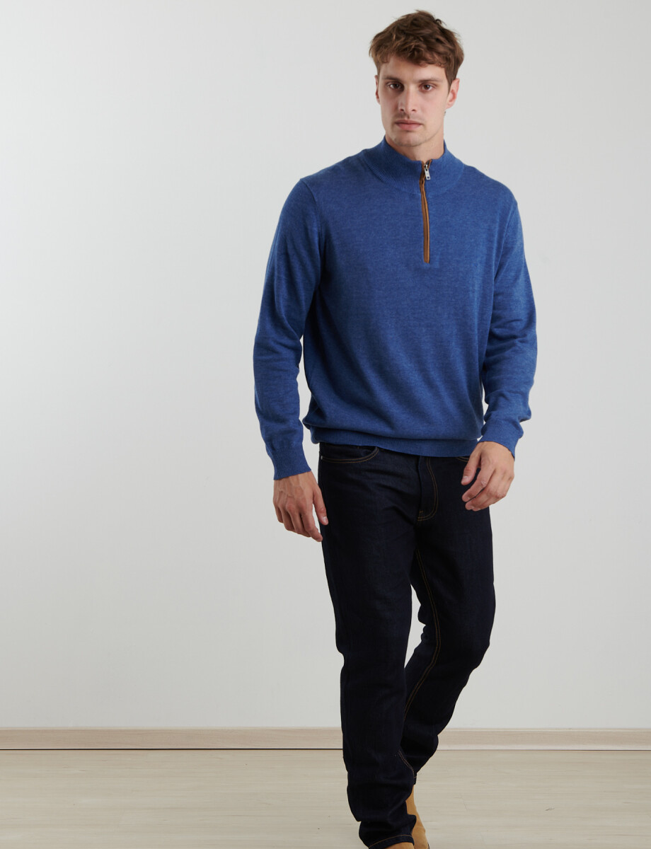 470996 SWEATER MEDIO CIERRE HARRINGTON LABEL Azul Piedra