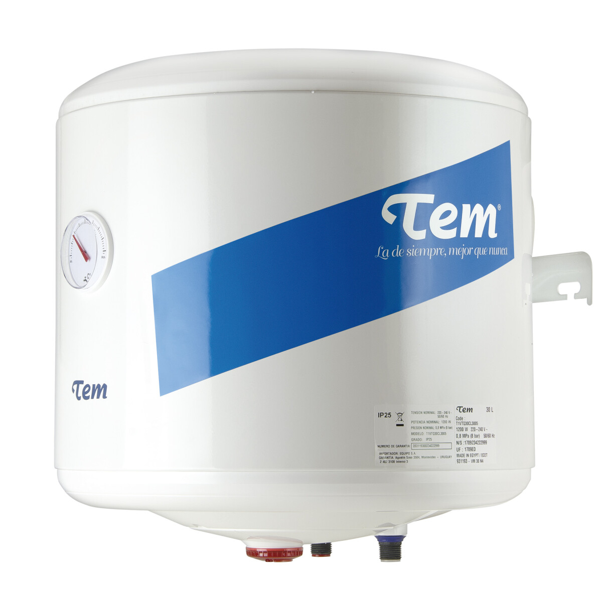 Calefón Termotanque TEM T1VTQ30CL 3005 30L Acero 