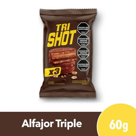 Alfajor Triple Shot 60GR con Dulce de Leche y Mani MARRON
