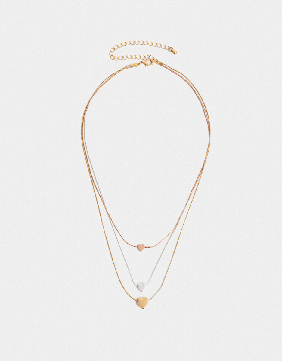 Collar Multicadena Bañado En Oro Rosa 