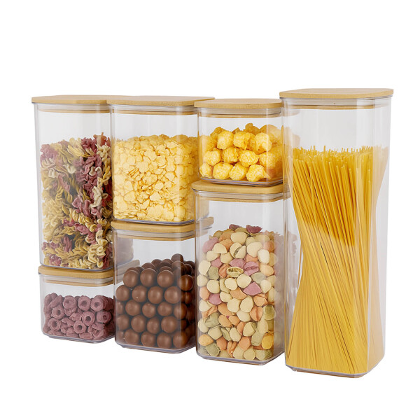 Set x7 Tarros Herméticos IMBACK IBK-HMJ049-MAD | Tapa de Bambú Natural, Cierre de Silicona y Diseño Apilable BPA Free Set x7 Tarros Herméticos IMBACK IBK-HMJ049-MAD | Tapa de Bambú Natural, Cierre de Silicona y Diseño Apilable BPA Free