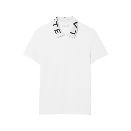 LACOSTE POLO PIQUE JACQUARD MC WHITE