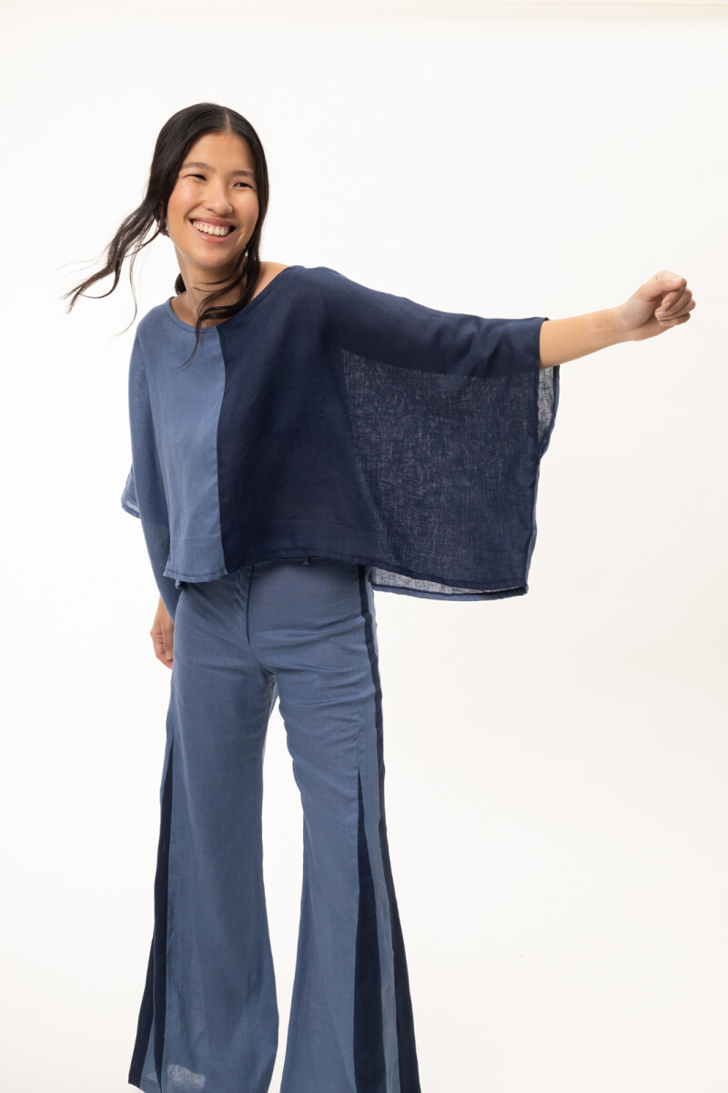 Blusa New Beach Azul Marino/Azul Claro