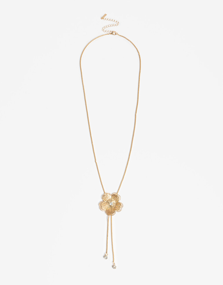 Collares Cortos Metal Collar Corto Flor Dorada - Dorado