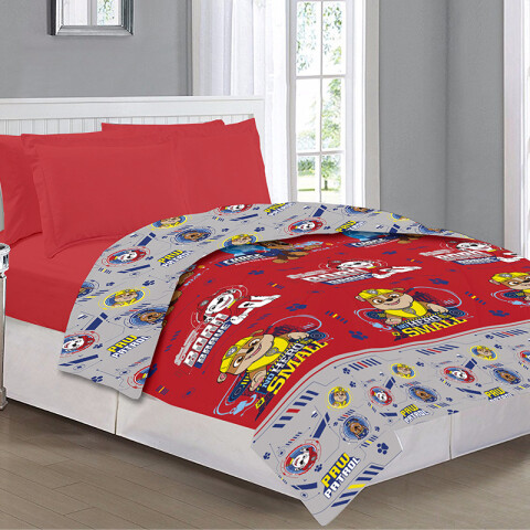 Colcha Capitoneada 1 Plaza 100% Microfibra - Paw Patrol Rojo