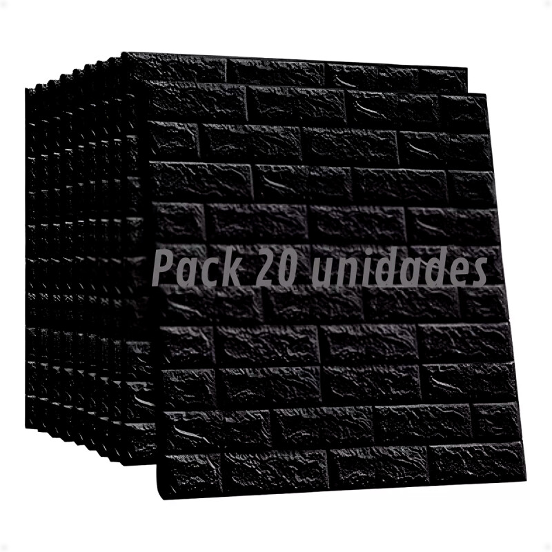 Revestimiento Paneles De Pared Autoadhesivos Ladrillo Negro X20