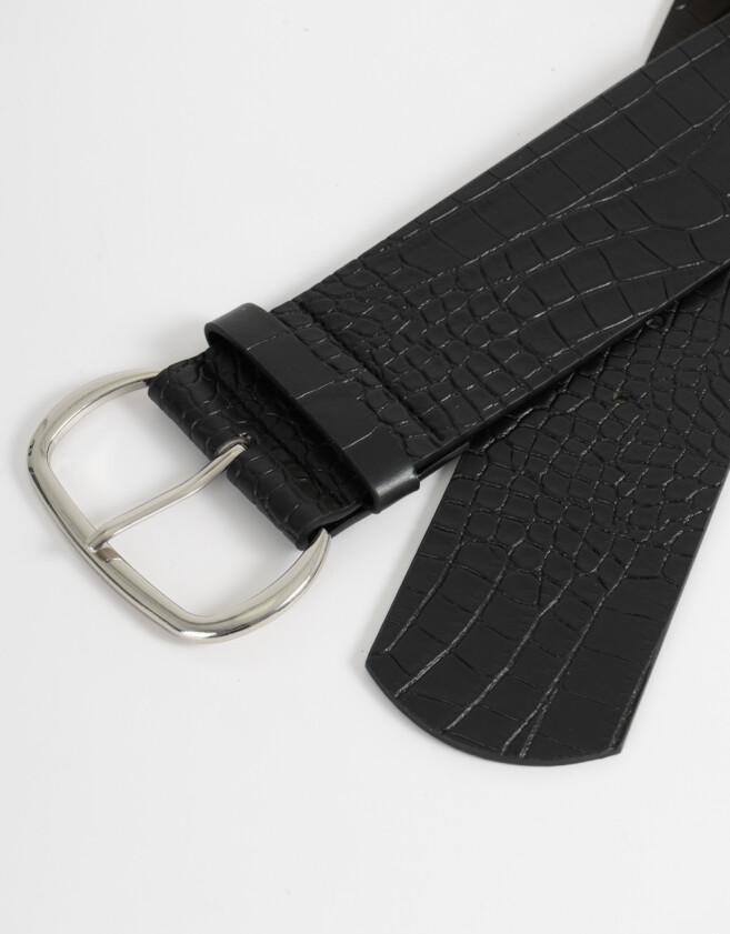 Cinturones y Fajas Boho Cinturón Efecto Croco - Negro