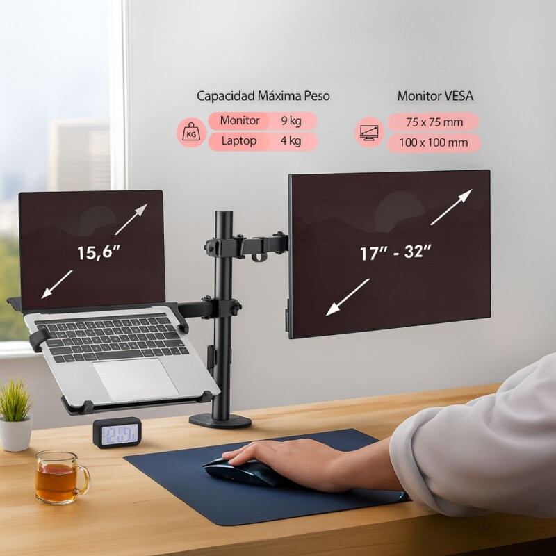 Soporte Monitor Y Laptop Doble Brazo Movil Ajustable Mesa o Escritorio Soporte Monitor Y Laptop Doble Brazo Movil Ajustable Mesa o Escritorio