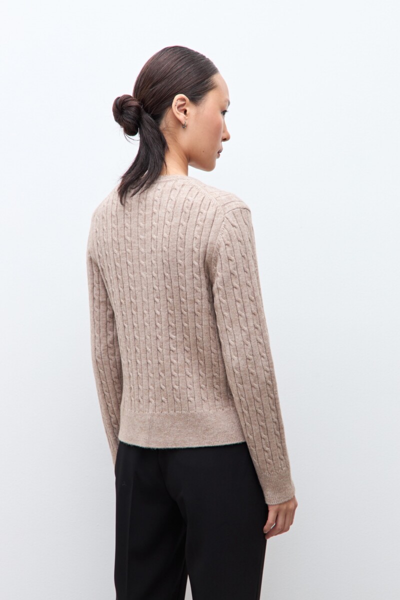 Cardigan abotonado estructuras tostado melange