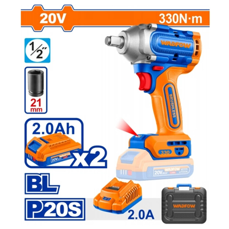 LLAVE DE IMPACTO 330NM A BATERIA 20V + 2 BAT 2.0AH + CARGADOR + 1 DADO + VALIJA LLAVE DE IMPACTO 330NM A BATERIA 20V + 2 BAT 2.0AH + CARGADOR + 1 DADO + VALIJA