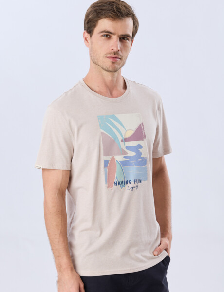 REMERA ESTAMPADA DE ALGODÓN Beige